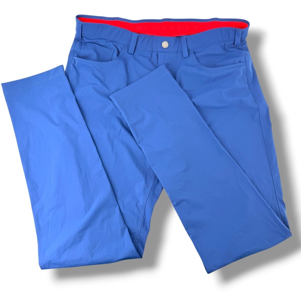 Redvanly Mens Blue Golf Pants Performance Stretch 5-Pocket Trousers Size L 34in